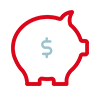 An icon depicting a piggy bank