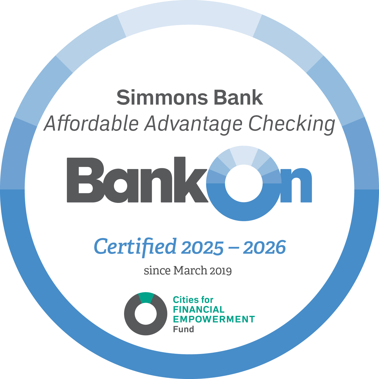 Simmons Bank Affordable Advantage Checking - Bank On Certified since 2019